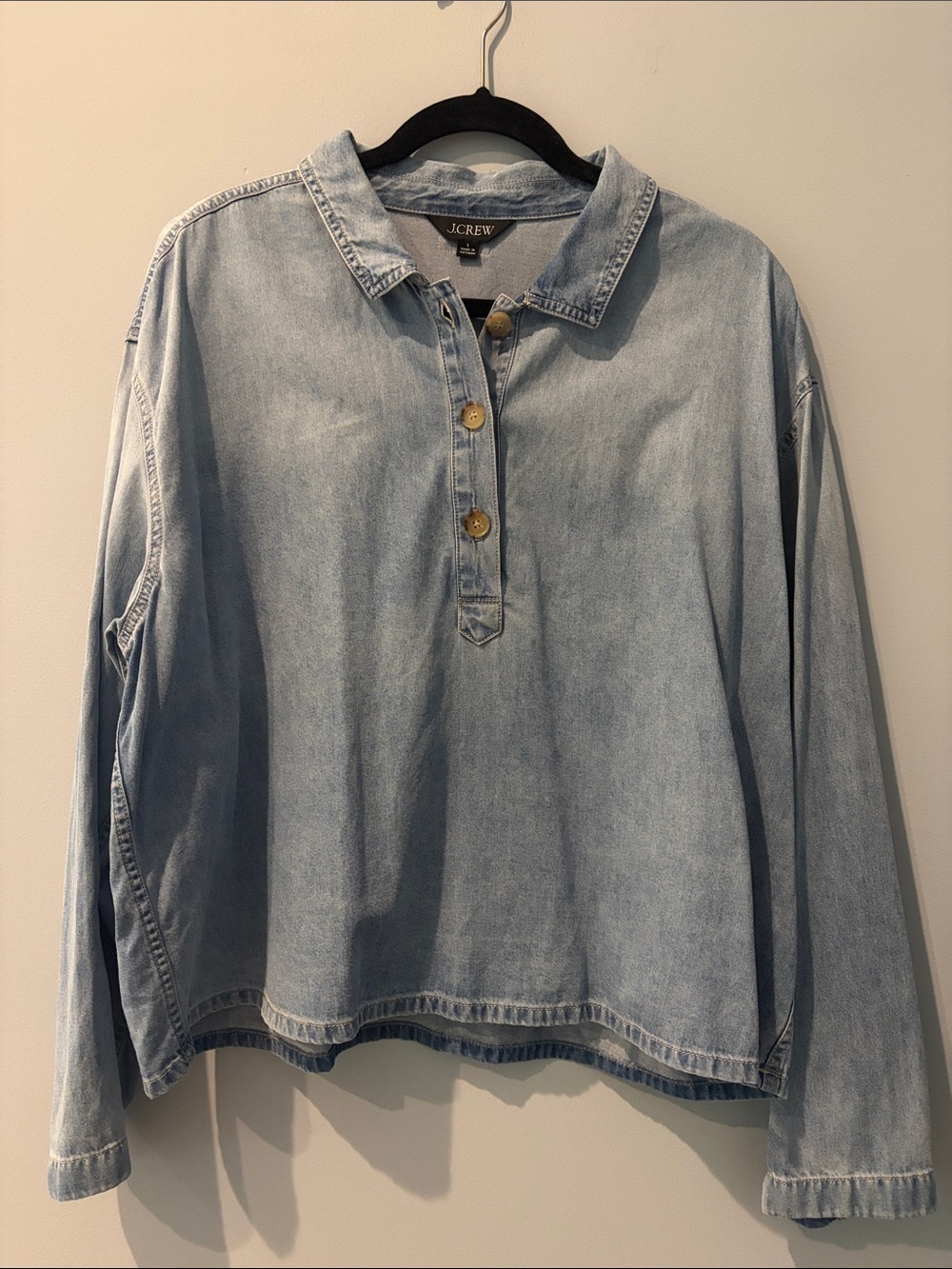 J. Crew Light Blue Denim Popover Shirt